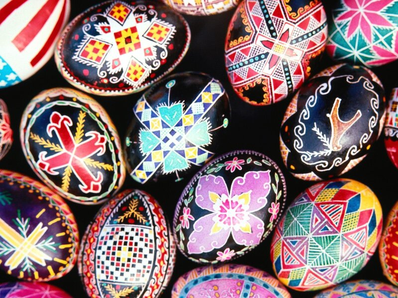 Colorful decorated Easter eggs