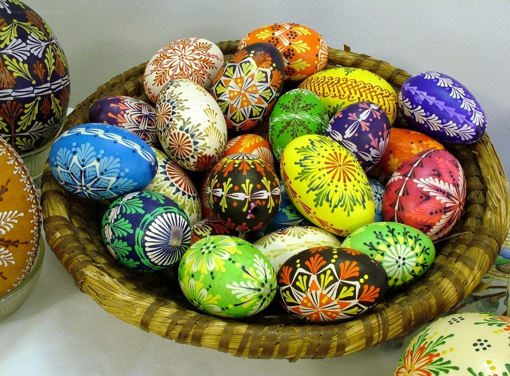 Colorful decorated Easter eggs