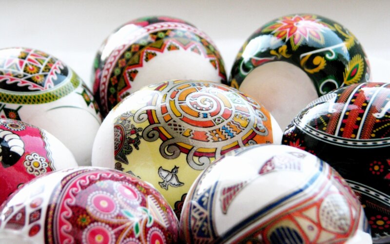 Colorful decorated eggs