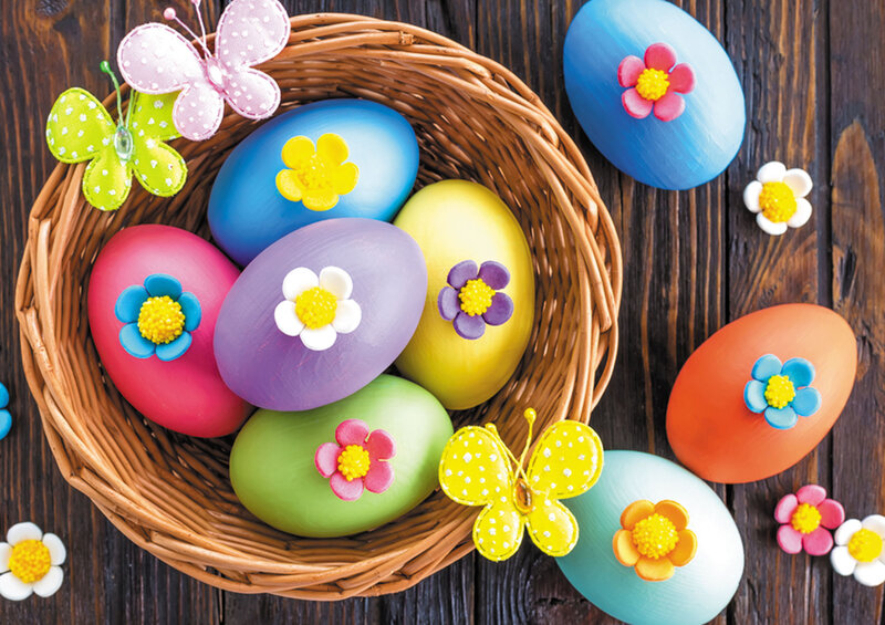Colorful Decorated Eggs — Blue, Festive