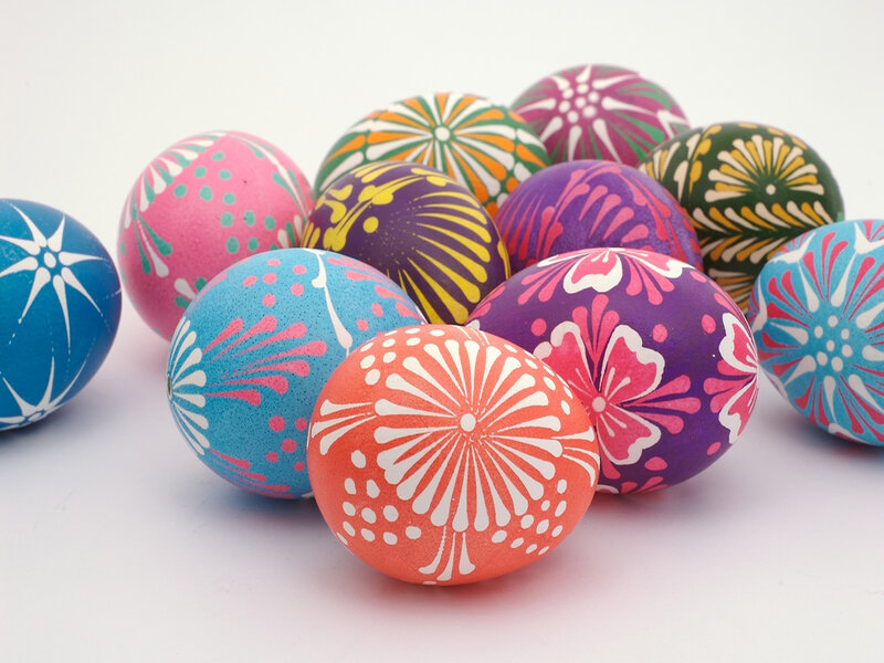 Colorful Decorated Eggs — Blue