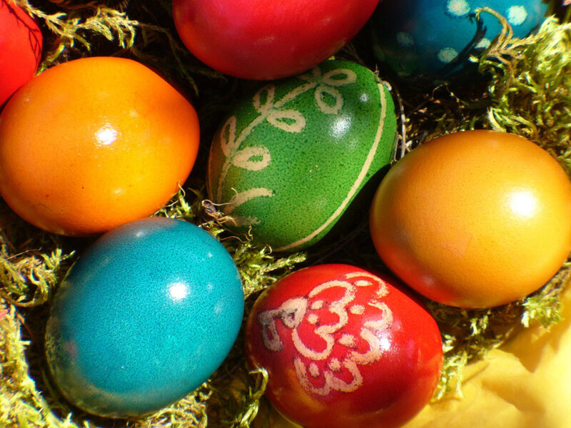 Colorful Decorated Eggs — Green, Festive