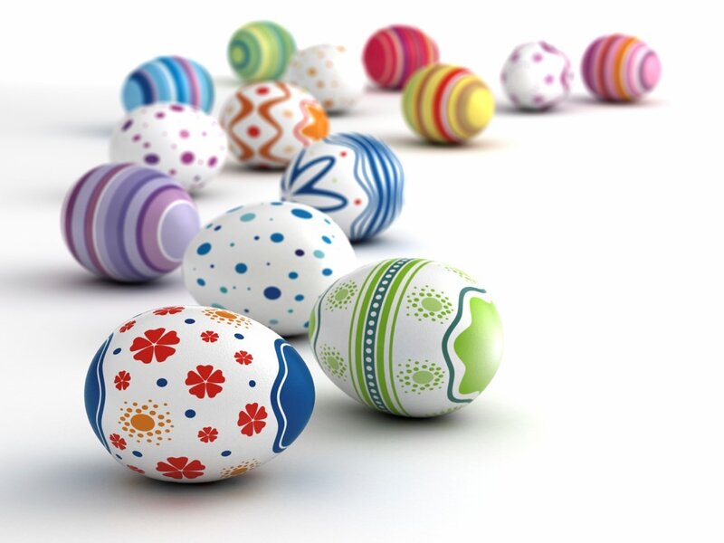 Colorful Decorated Eggs — White