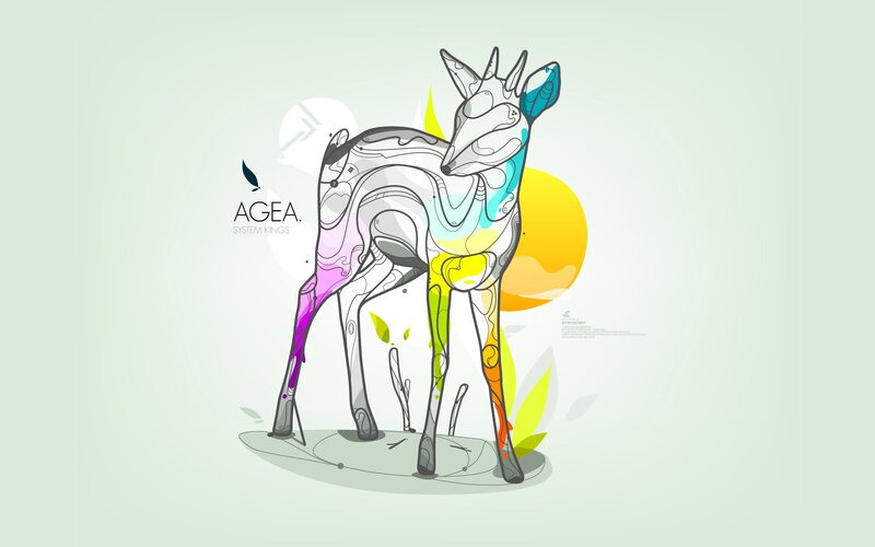 Colorful Deer Illustration — White