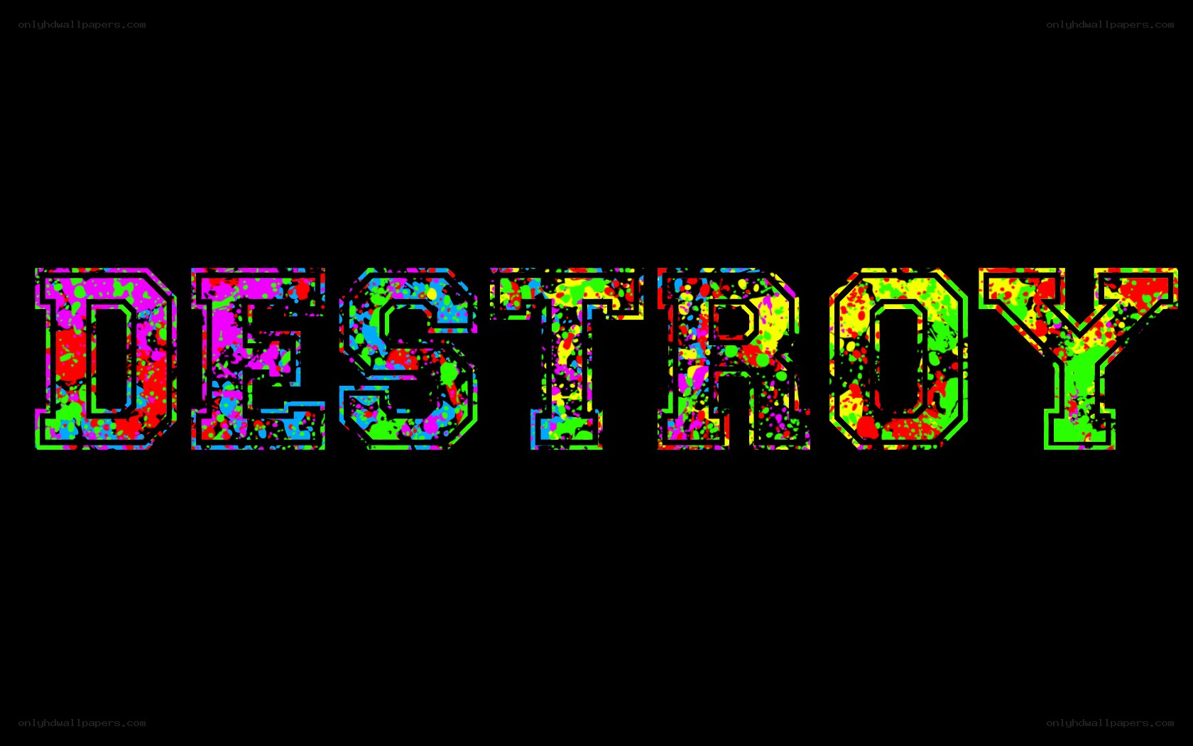 colorful destroy text