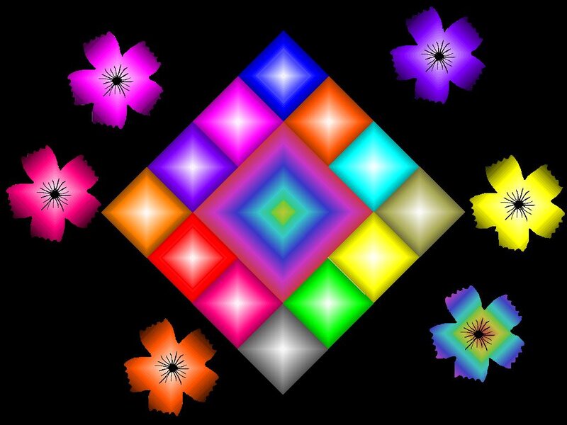Colorful Diamond Pattern — Black