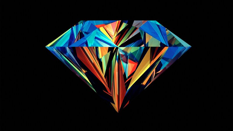 Colorful Diamond Shape — Blue, Dramatic, Digital Art, Geometric