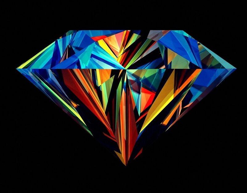 Colorful Diamond Shape — Blue, Dramatic