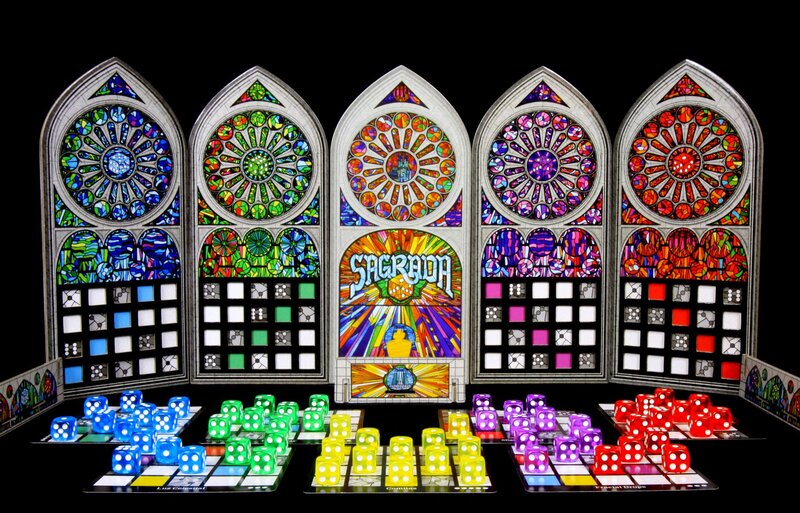 Colorful Dice Game Setup