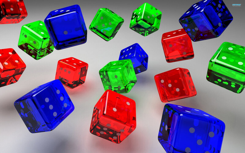 Colorful Dice in Motion — Red