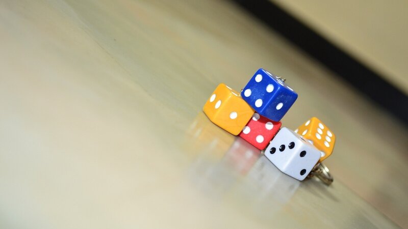 Colorful dice on a table