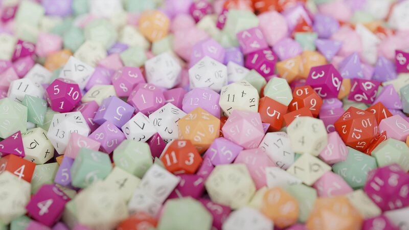 Colorful Dice Pile — Pink, Neutral
