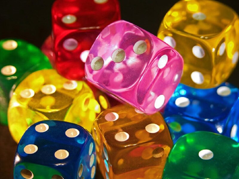 Colorful Dice Pile — Pink