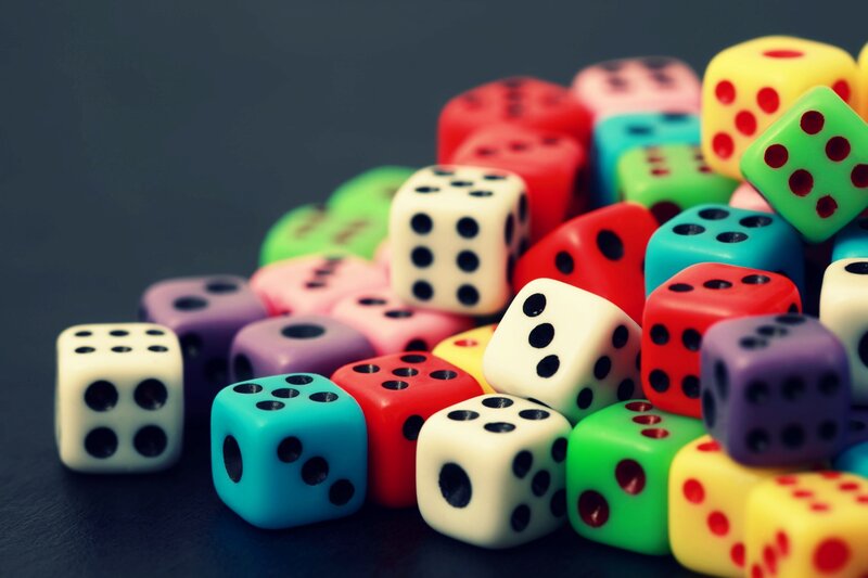 Colorful Dice Pile — Red