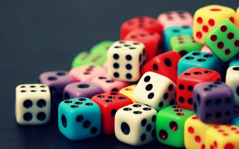 Colorful Dice Pile — White