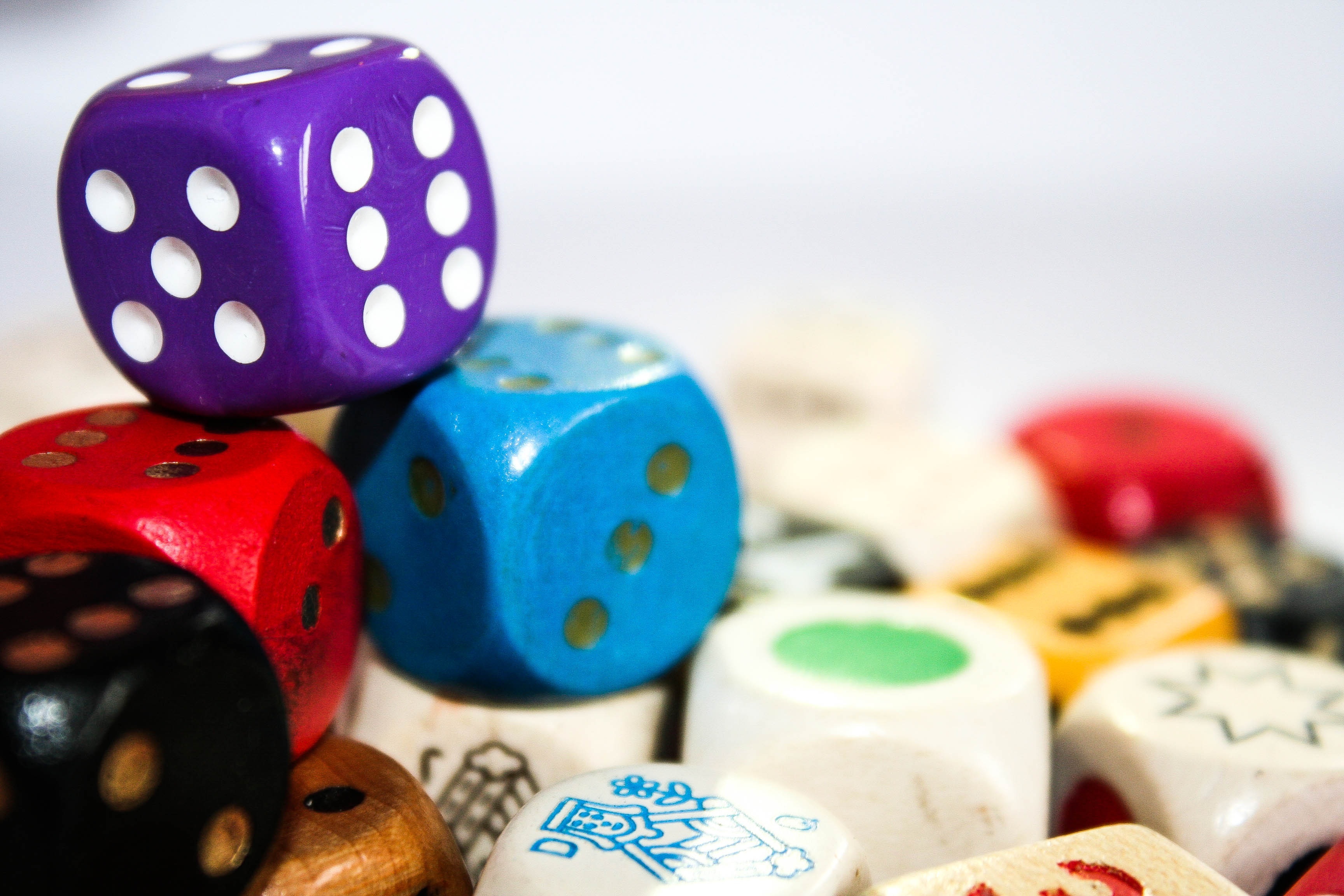 Colorful dice pile
