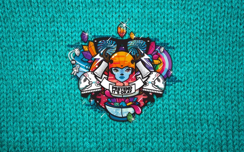 colorful digital art on knit fabric