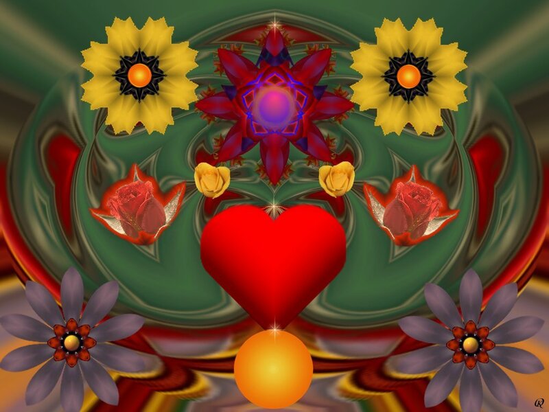 Colorful digital flower art