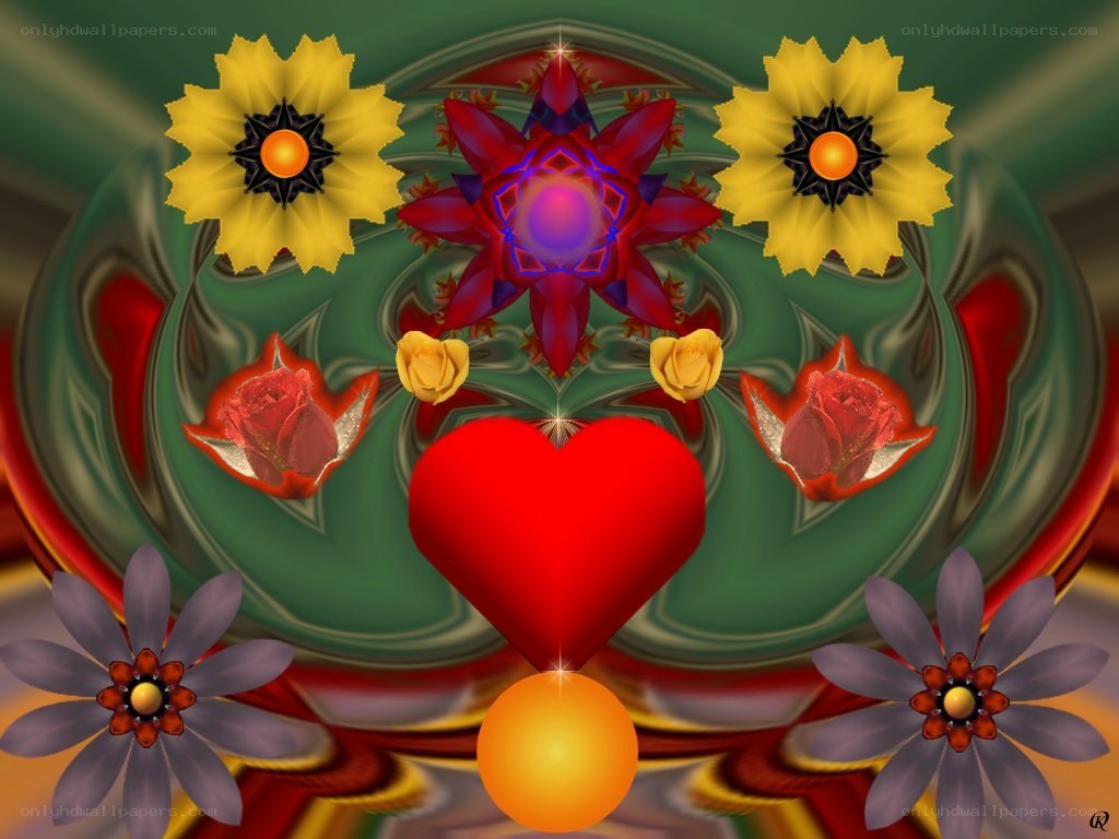 Colorful digital flower art