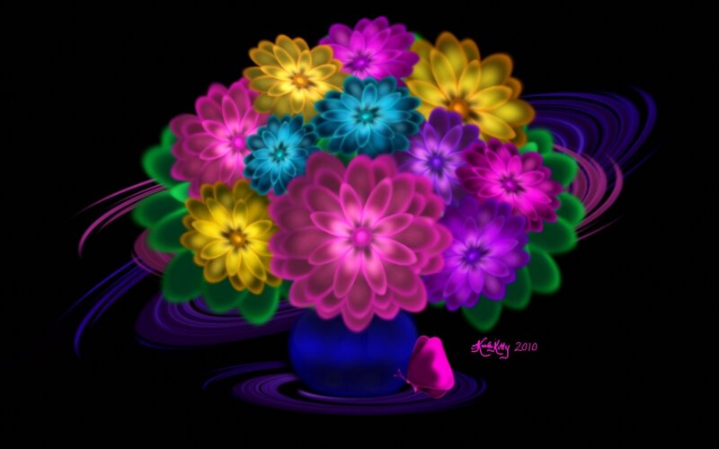 Colorful digital flower bouquet