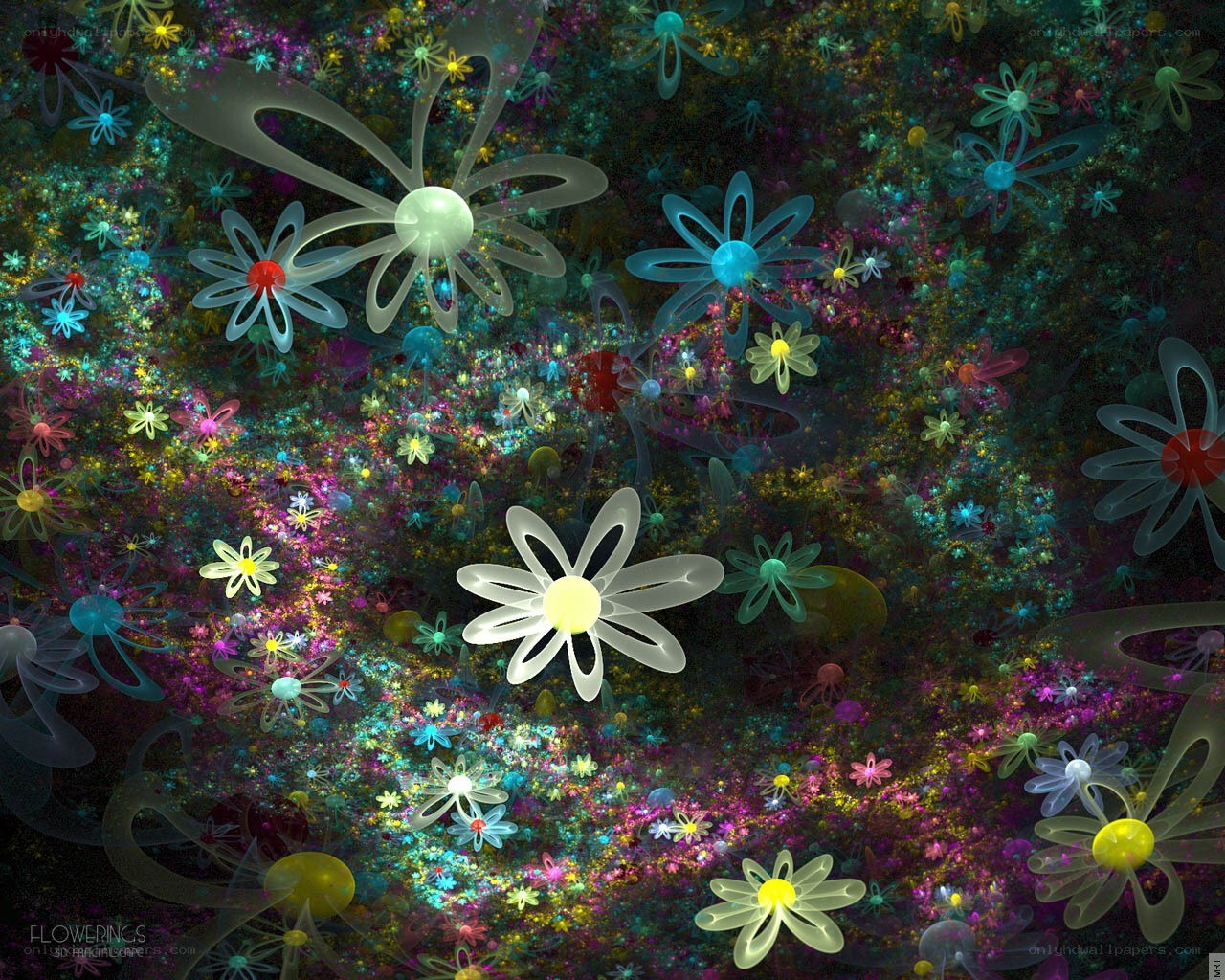 Colorful digital flower field