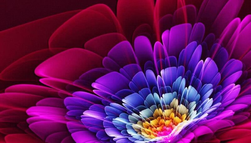Colorful Digital Flower — Purple