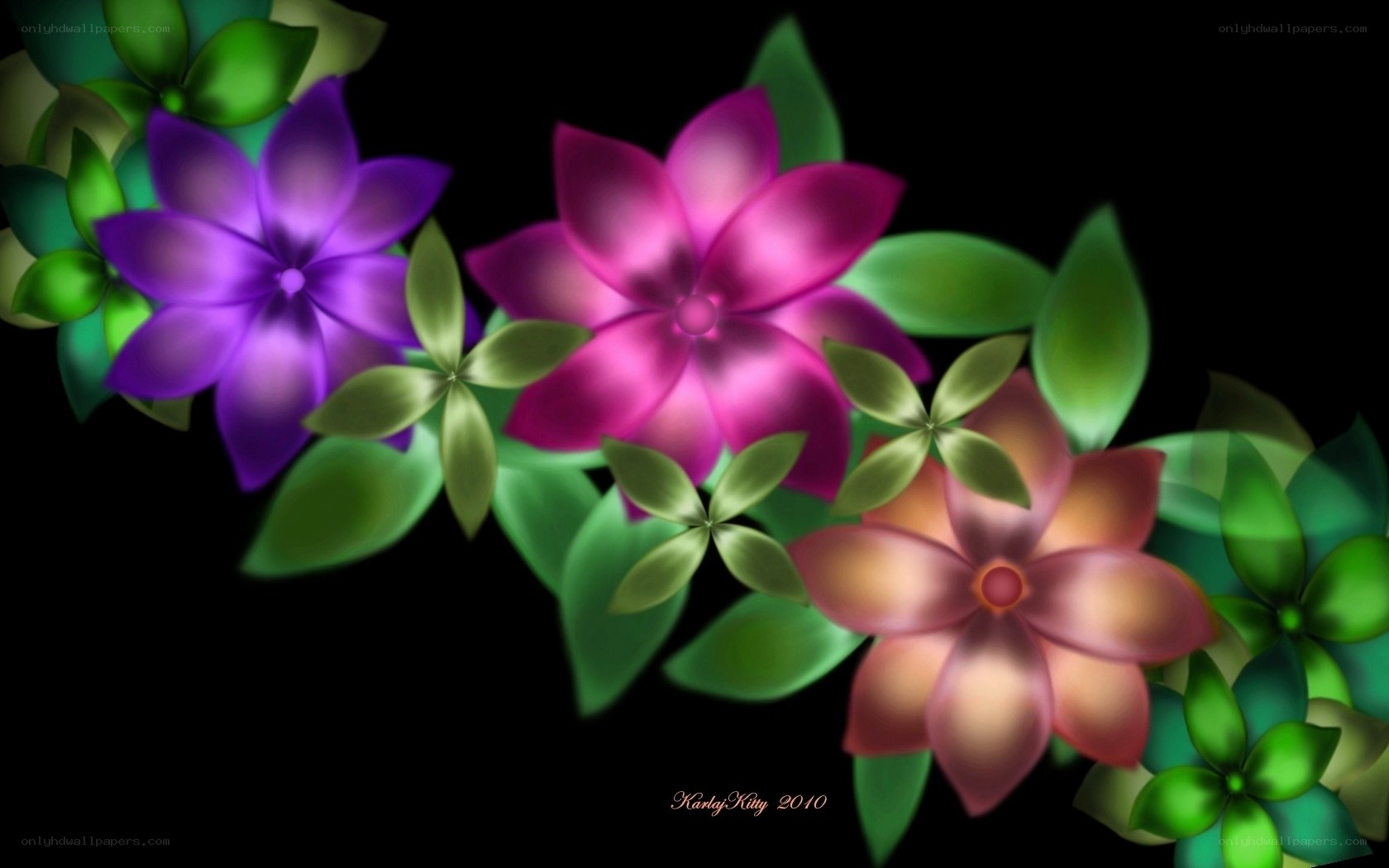 colorful digital flowers