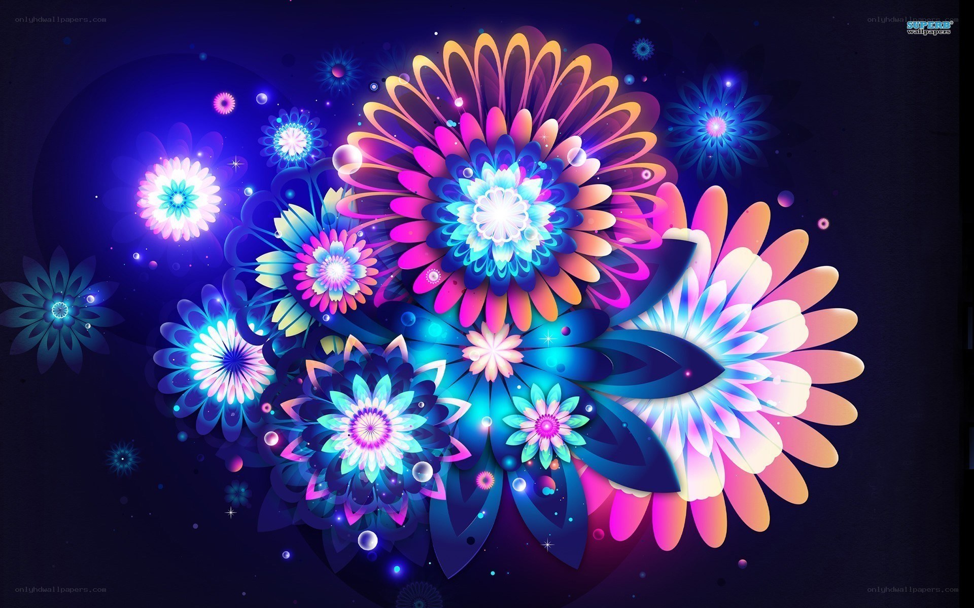 colorful digital flowers