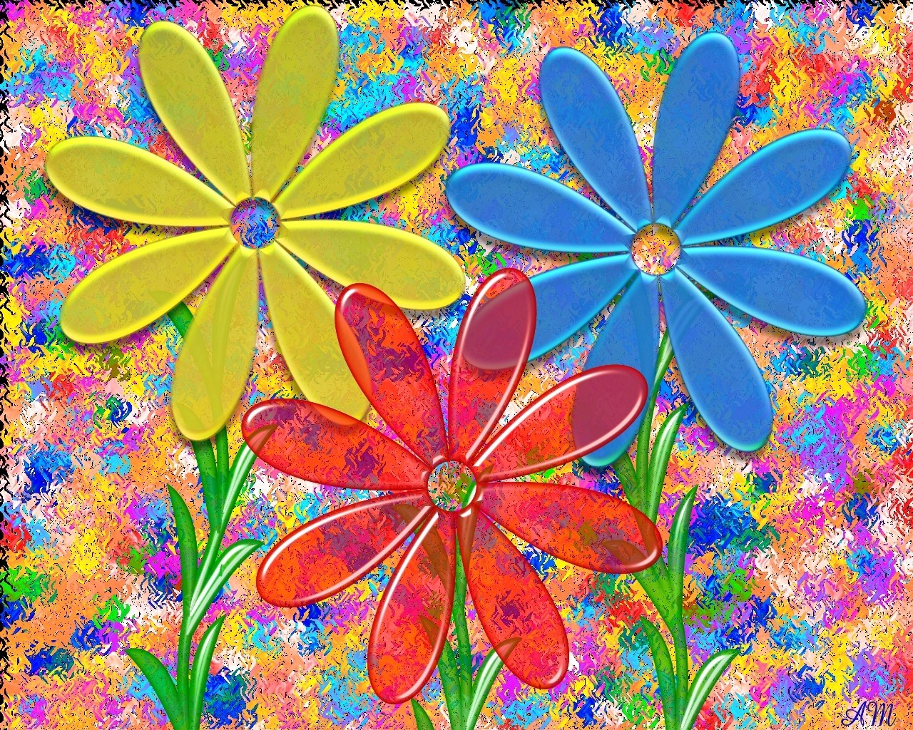Colorful digital flowers
