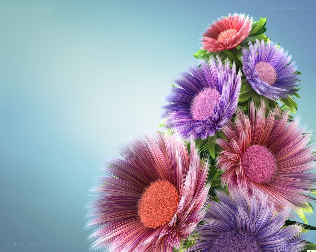 Colorful digital flowers