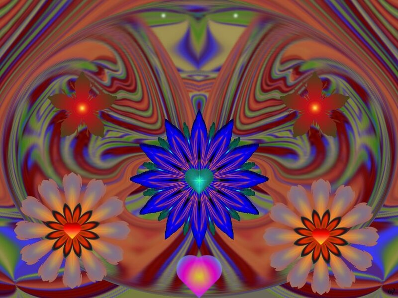 Colorful Digital Flowers — Blue, Vibrant