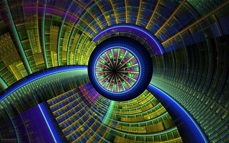 Colorful digital fractal tunnel