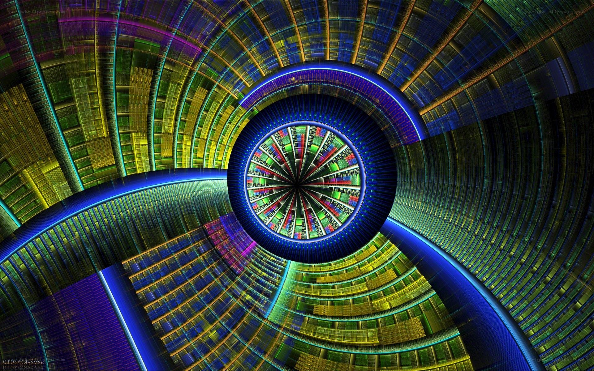 Colorful digital fractal tunnel