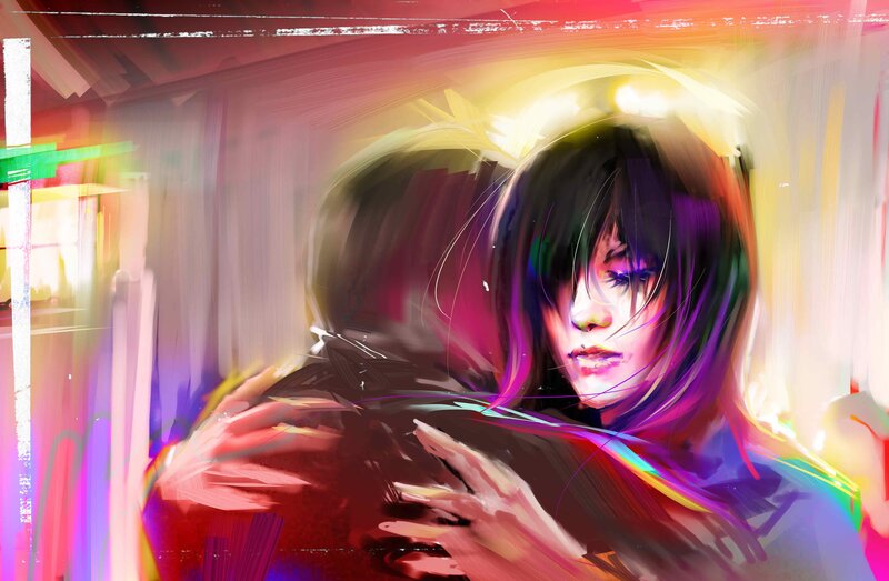 colorful digital portrait of a woman