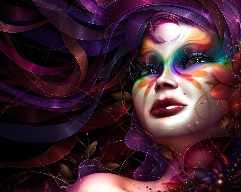colorful digital portrait of a woman