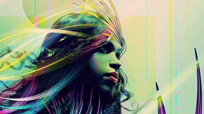 colorful digital portrait of woman