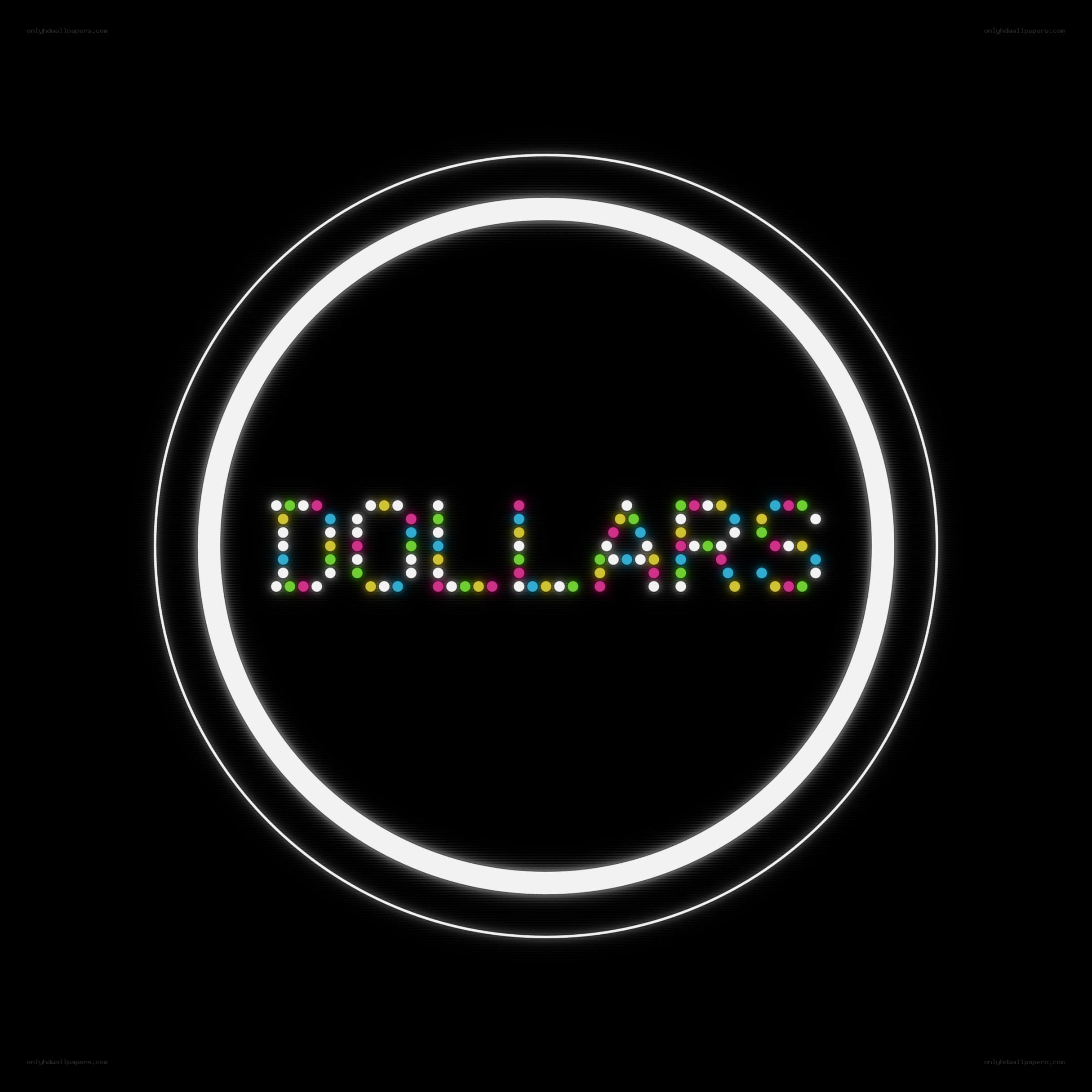 colorful dollar text in circle