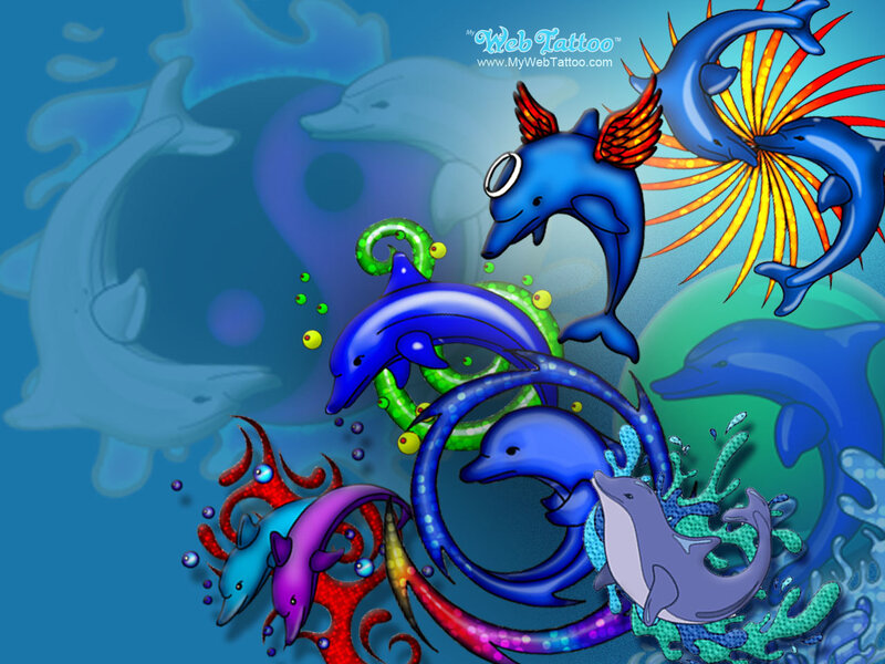 colorful dolphin underwater scene