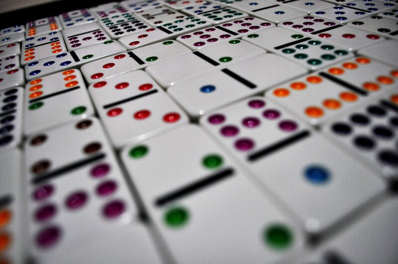 Colorful domino tiles arranged