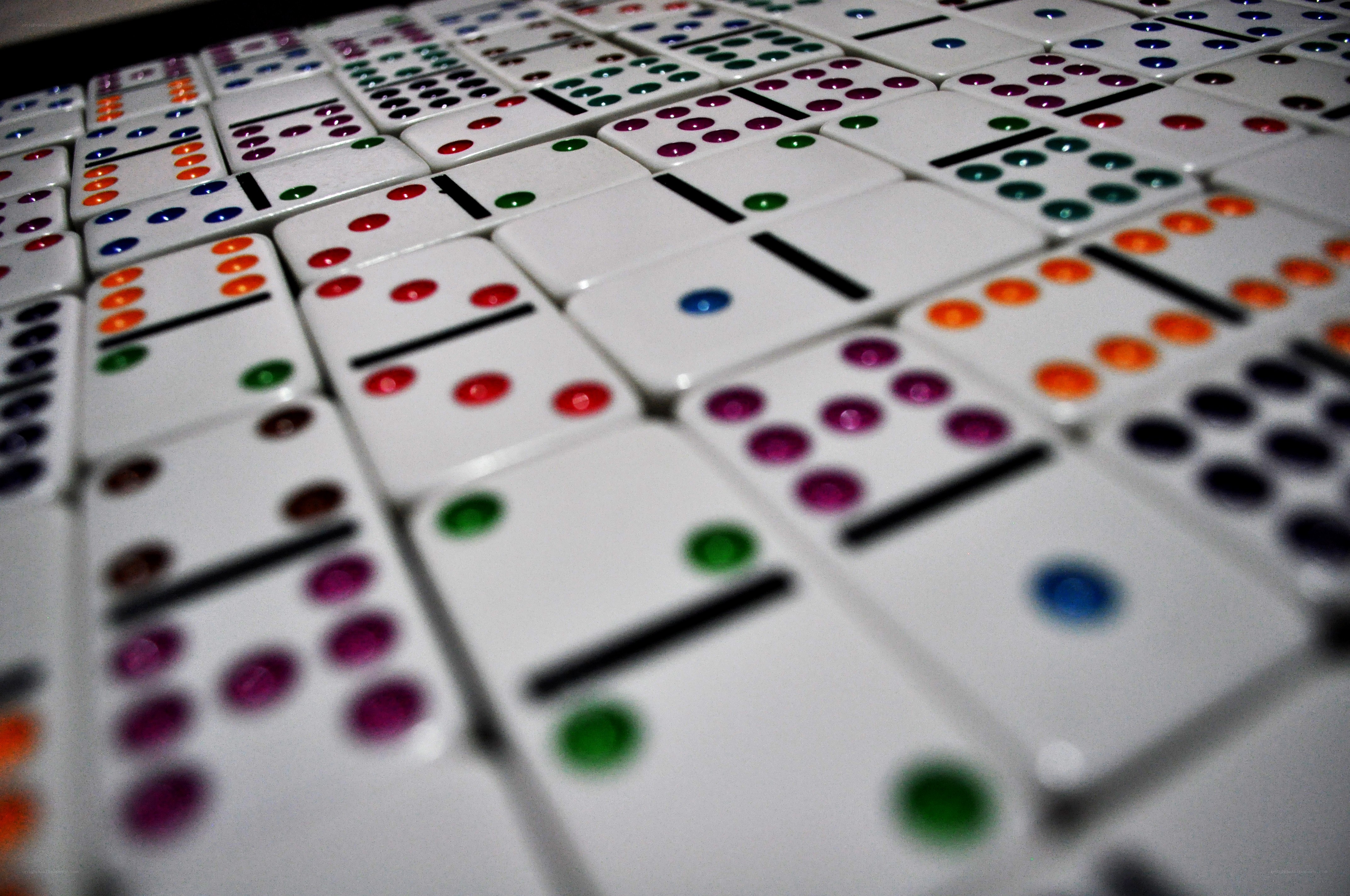 Colorful domino tiles arranged
