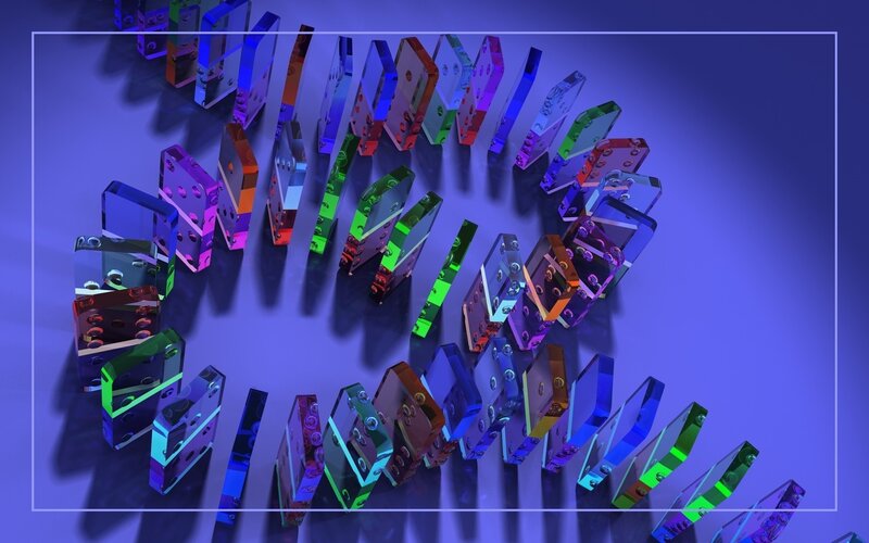 Colorful dominoes in a spiral