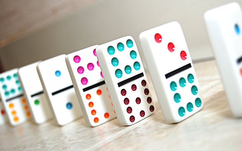 Colorful Dominoes in Line — White