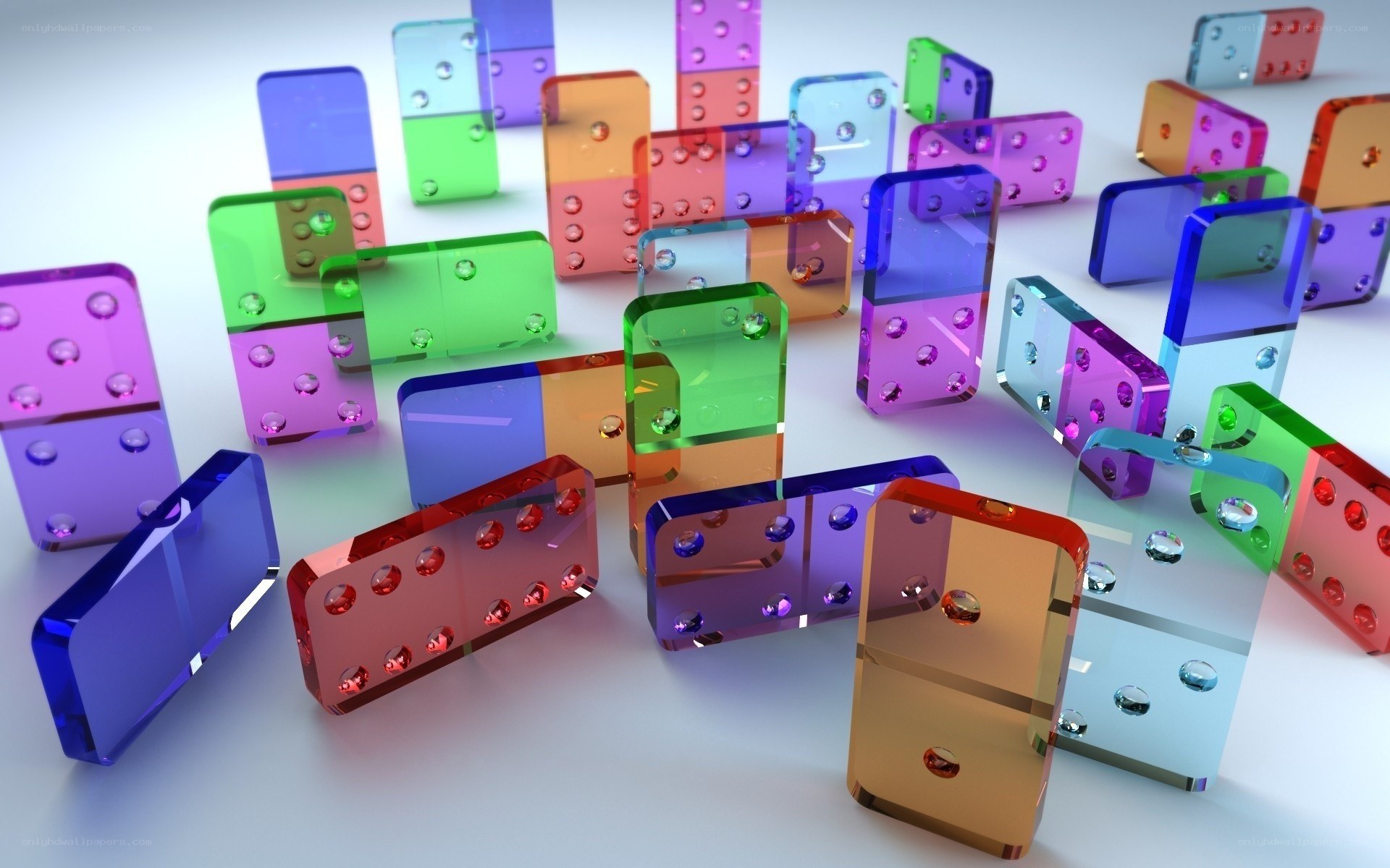 Colorful dominoes scattered