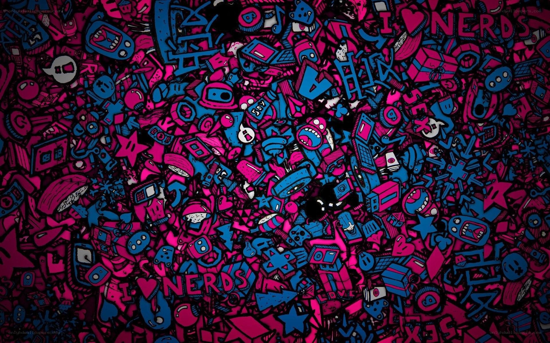 colorful doodle art collage