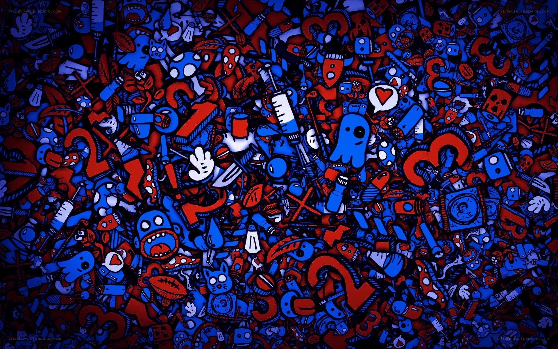 colorful doodle art collage