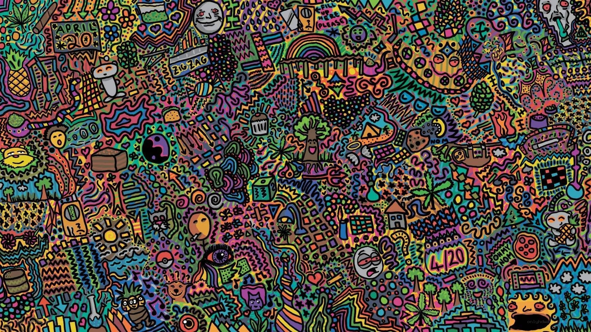colorful doodle art collage