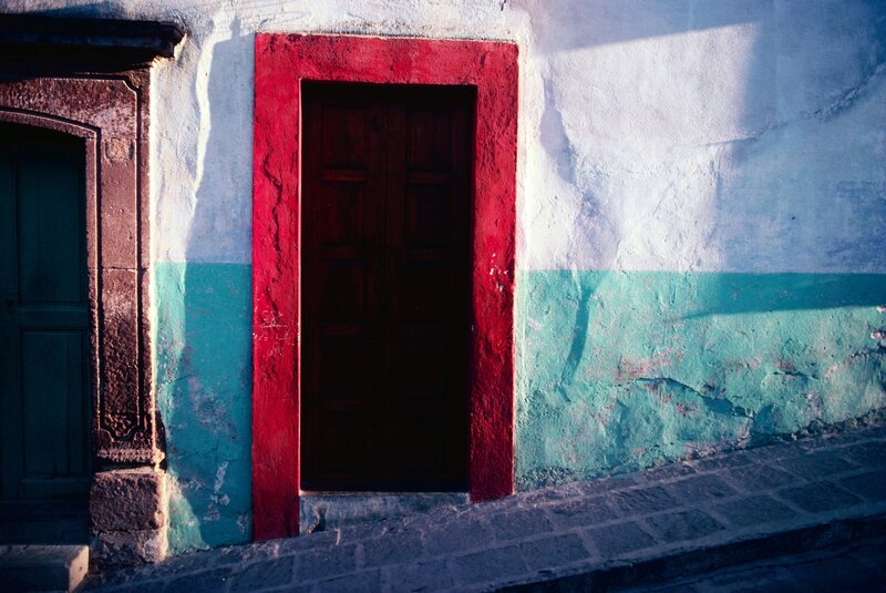 Colorful door in old town