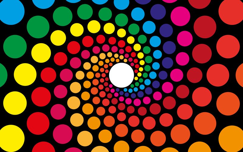 Colorful Dot Spiral — Red