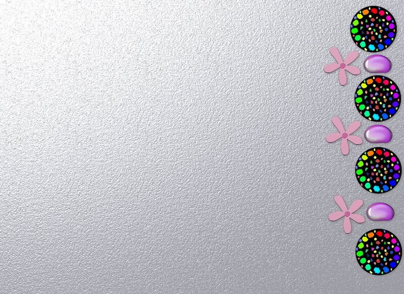 colorful dots and flowers on silver