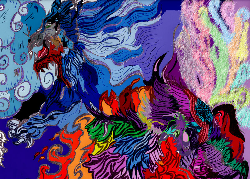 Colorful Dragon Creature — Blue